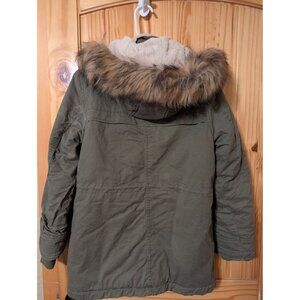 Faux Fur trim jacket Abercrombie bella swan green hooded Small